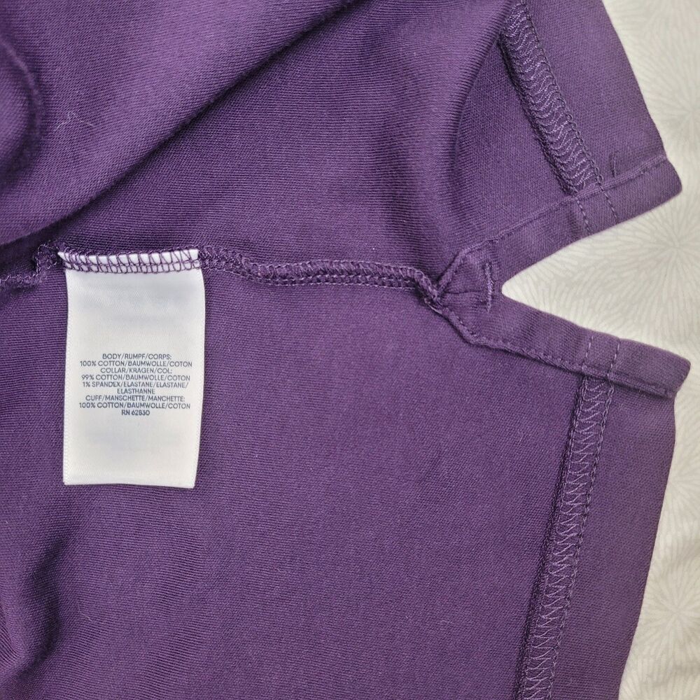 Land's End Men's 3 Button Long Sleeve Polo Traditional Fit Purple 100% Cotton L - Picture 6 of 7